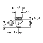 Sifón para plato de ducha Geberit d62, con tapón de desagüe: d=40mm, Cromado brillante